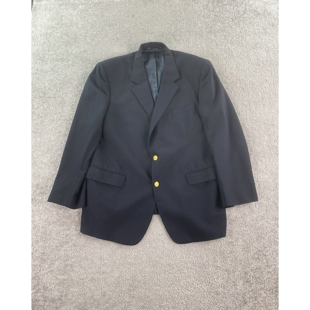 Vintage Brooks Brothers Blazer 45 R Navy Wool Gold Buttons Logo University USA